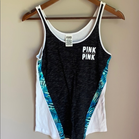 PINK Victoria's Secret Tops - Victoria Secret Pink Floral Trim Tank Top SZ XS